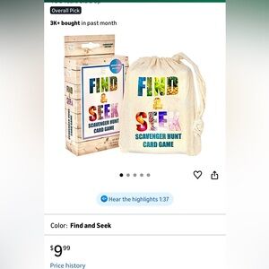 Find and Seek Scavenger Hunt Card Game